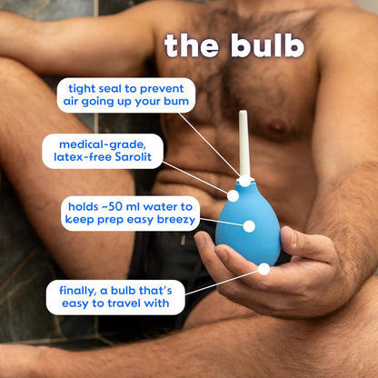 Bottom’s Digest Anal-Dusche Einlaufbirne | 3,0 oz Einlaufbirne mit leicht zu reinigender 6 cm weißer Spitze für Männer & Frauen