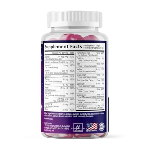 Multivitamin für Frauen - Tägliche Frauen-Multivitamine mit Biotin, Calcium, Folsäure, Eisen, Zink, Vitamin A, C, D, E & B-Vitamine - Nahrungsergänzungsmittel für Haare, Haut und Nägel - 120 Softgels