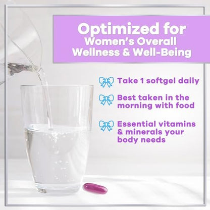 Multivitamin für Frauen - Tägliche Frauen-Multivitamine mit Biotin, Calcium, Folsäure, Eisen, Zink, Vitamin A, C, D, E & B-Vitamine - Nahrungsergänzungsmittel für Haare, Haut und Nägel - 120 Softgels