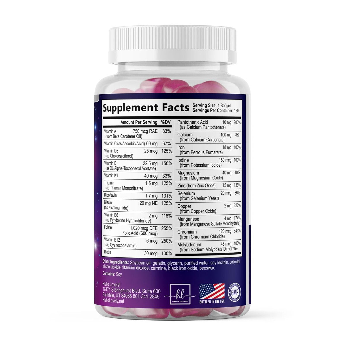 Multivitamin für Frauen - Tägliche Frauen-Multivitamine mit Biotin, Calcium, Folsäure, Eisen, Zink, Vitamin A, C, D, E & B-Vitamine - Nahrungsergänzungsmittel für Haare, Haut und Nägel - 120 Softgels