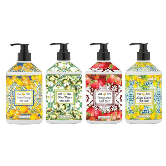 Home & Body Company Seifenblätter Handseife | 4er-Pack mit 21,5 fl oz | Süße Orange, Oliven-Thymian, Granatapfel, Zitrone