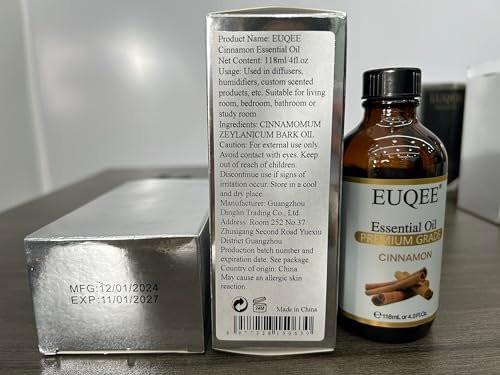 EUQEE Zimtöl 118ml – Reines ätherisches Öl für Diffuser, Aromatherapie, DIY Seifen- und Kerzenherstellung (4 Fl Oz, 1er-Pack)
