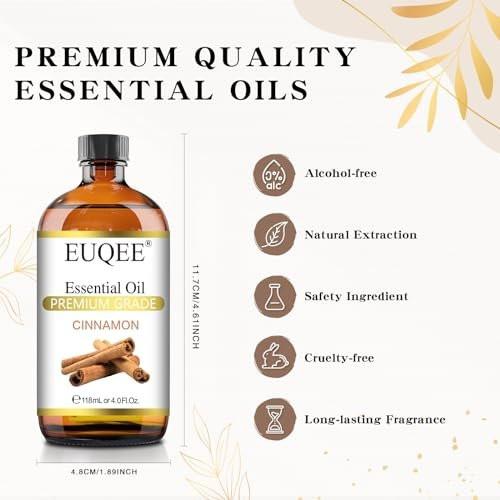 EUQEE Zimtöl 118ml – Reines ätherisches Öl für Diffuser, Aromatherapie, DIY Seifen- und Kerzenherstellung (4 Fl Oz, 1er-Pack)