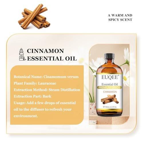 EUQEE Zimtöl 118ml – Reines ätherisches Öl für Diffuser, Aromatherapie, DIY Seifen- und Kerzenherstellung (4 Fl Oz, 1er-Pack)