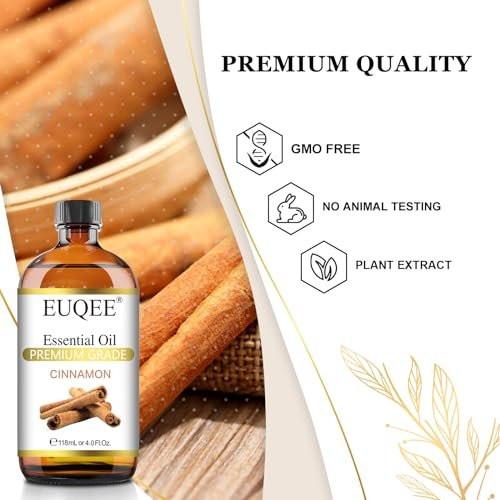 EUQEE Zimtöl 118ml – Reines ätherisches Öl für Diffuser, Aromatherapie, DIY Seifen- und Kerzenherstellung (4 Fl Oz, 1er-Pack)