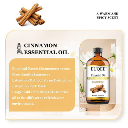 EUQEE Zimtöl 118ml – Reines ätherisches Öl für Diffuser, Aromatherapie, DIY Seifen- und Kerzenherstellung (4 Fl Oz, 1er-Pack)