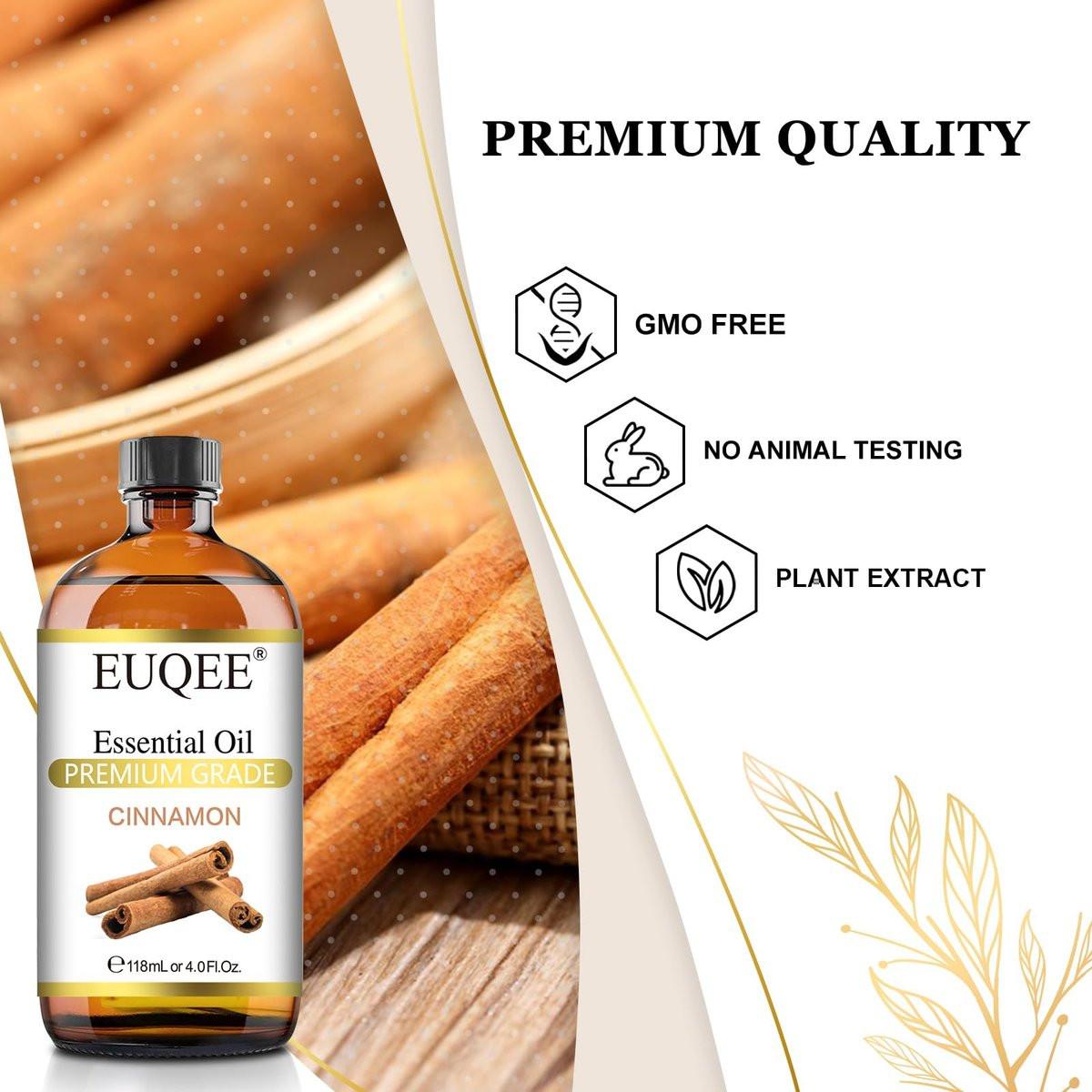 EUQEE Zimtöl 118ml – Reines ätherisches Öl für Diffuser, Aromatherapie, DIY Seifen- und Kerzenherstellung (4 Fl Oz, 1er-Pack)