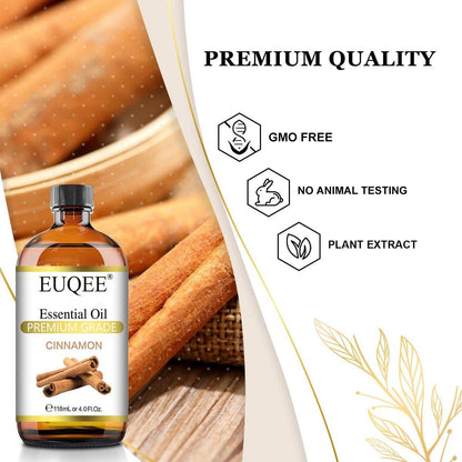 EUQEE Zimtöl 118ml – Reines ätherisches Öl für Diffuser, Aromatherapie, DIY Seifen- und Kerzenherstellung (4 Fl Oz, 1er-Pack)