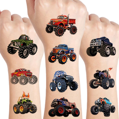 UVUXO Monster Truck Temporäre Tattoos für Kinder - 10 Blatt Auto Tattoos für Jungen, Monster Truck Geburtstagsparty Zubehör
