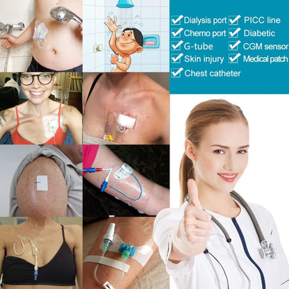 Hola Health Duschschutz [Packung mit 25], 10" x 12" Dialyse-Katheter-Duschabdeckung, PD-PICC-Linie-Wasserbarriere, wasserdichter Wundverband-Schutz, Einweg, Transparent