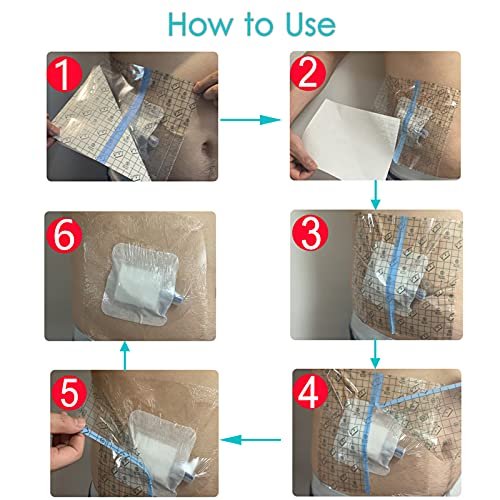 Hola Health Duschschutz [Packung mit 25], 10" x 12" Dialyse-Katheter-Duschabdeckung, PD-PICC-Linie-Wasserbarriere, wasserdichter Wundverband-Schutz, Einweg, Transparent