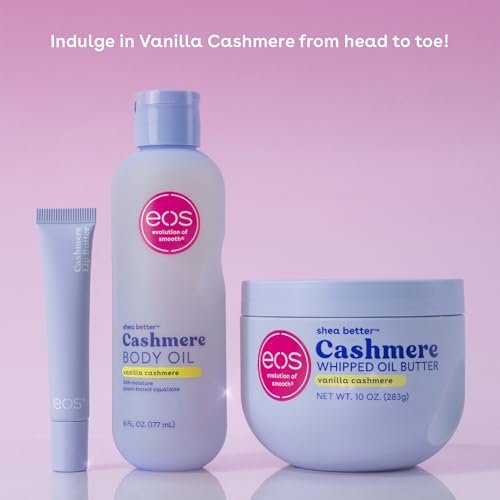 eos Cashmere Whipped Oil Body Butter Vanilla Cashmere – 72h Feuchtigkeit für trockene Haut, 10 oz