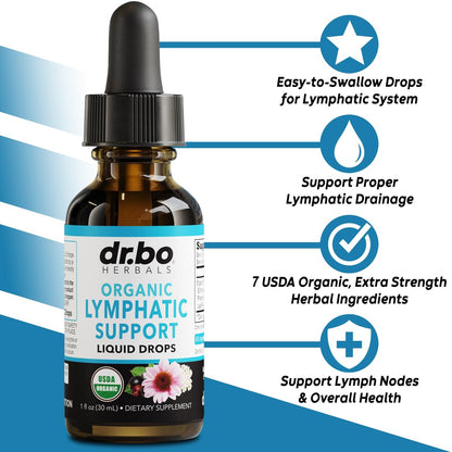 Lymphatische Drainage Tropfen – Organische Lymphunterstützung mit Echinacea, 30 ml, Vegan, Nicht-GVO