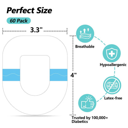 funpatch Omnipod 5 Klebepflaster 60 Stück wasserdicht vorgeschnitten transparent für Omnipod 5 Dash Pods – Latexfrei & hypoallergen – Hält bis zu 7 Tage