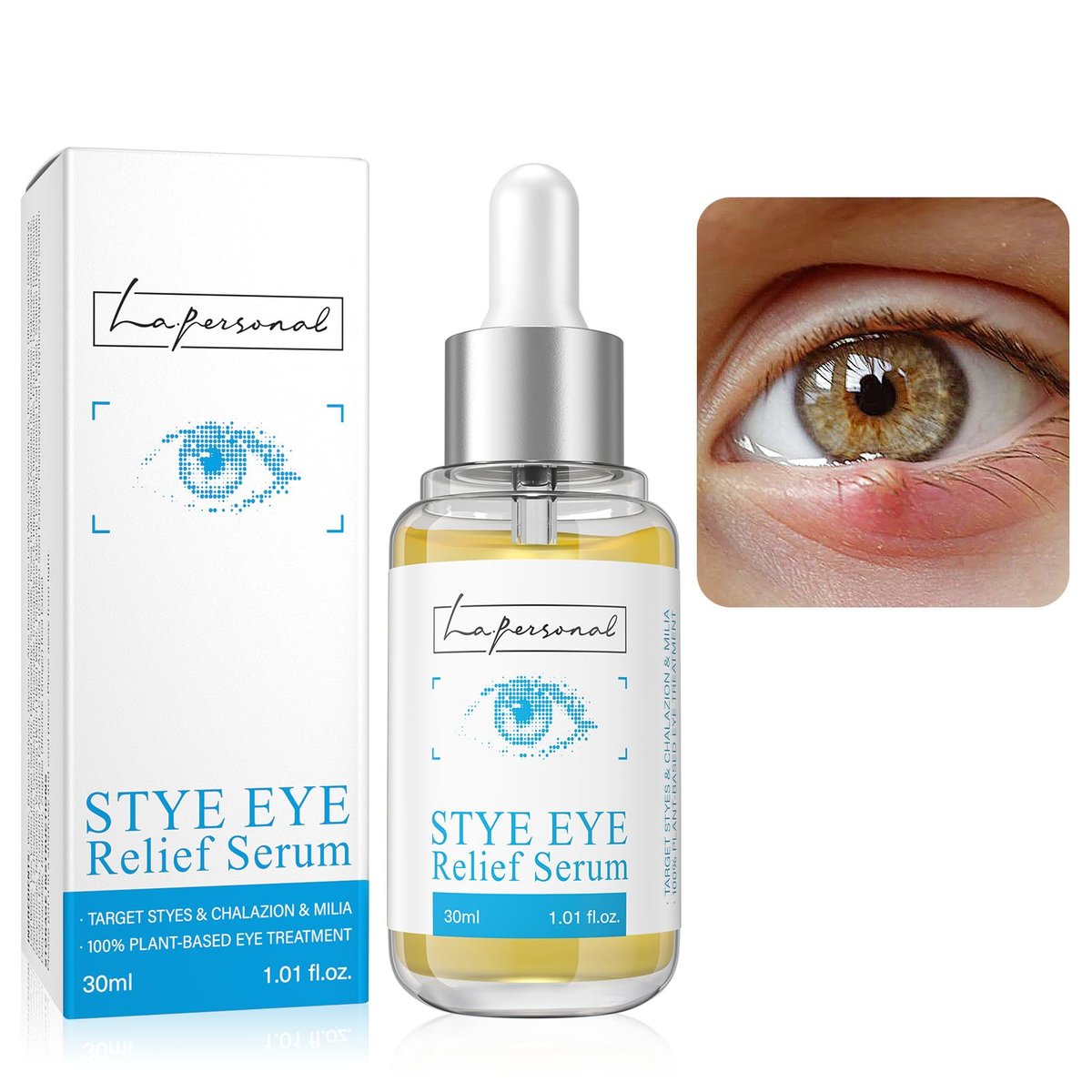 LA. PERSONAL Stye Eye Relief Serum für Augenlid-Bumps – mit Avocadoöl, Sanddornöl & Koffein, sanfte Formel, 30 ml