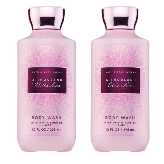 Bath & Body Works A Thousand Wishes Body Wash – Pflegender Reiniger mit Pro-Vitamin B5 & Aloe, Prosecco & Pfingstrosen Duft, Sanft für die tägliche Anwendung, 2er-Pack (2 x 295 ml)