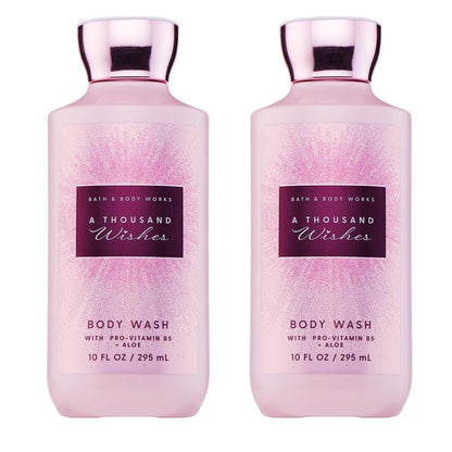 Bath & Body Works A Thousand Wishes Body Wash – Pflegender Reiniger mit Pro-Vitamin B5 & Aloe, Prosecco & Pfingstrosen Duft, Sanft für die tägliche Anwendung, 2er-Pack (2 x 295 ml)