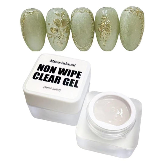Nicht abwischbares klares Gel Semi Solid 6g – Spiegelchrompulver Nagelkunst 3D Skulptur Stil geprägtes Gel