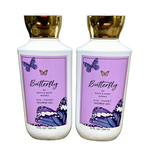 Bath & Body Works Shea + Vitamin E Duschgel, 2er-Set, je 295 ml (Butterfly) - Lila