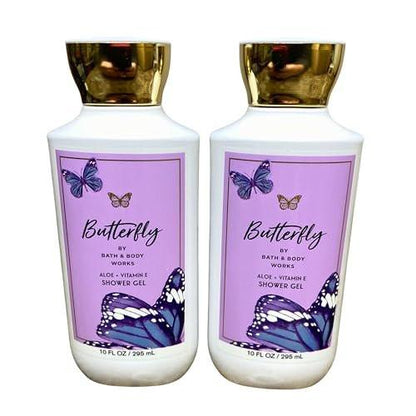 Bath & Body Works Shea + Vitamin E Duschgel, 2er-Set, je 295 ml (Butterfly) - Lila