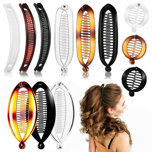 12-teiliges Set Bananen-Haarklammern aus Acryl - Fischschwanz-Design für dickes und dünnes Haar, Vintage-Haarklammern für Frauen und Mädchen