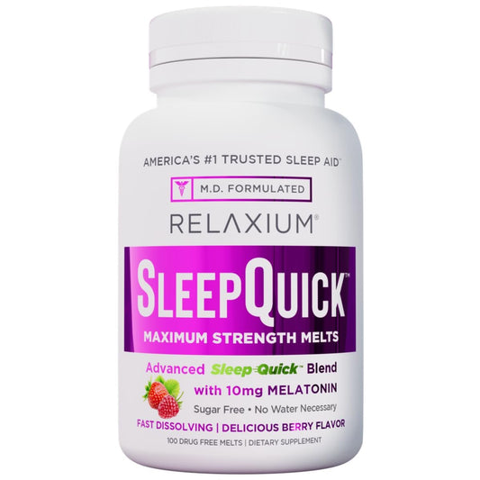 Relaxium Sleep Quick Maximum Strength Melts – Schnell wirkendes Schlafmittel mit 10 mg Melatonin, vegan, glutenfrei, hergestellt in den USA, 100 Portionen, Beerengeschmack