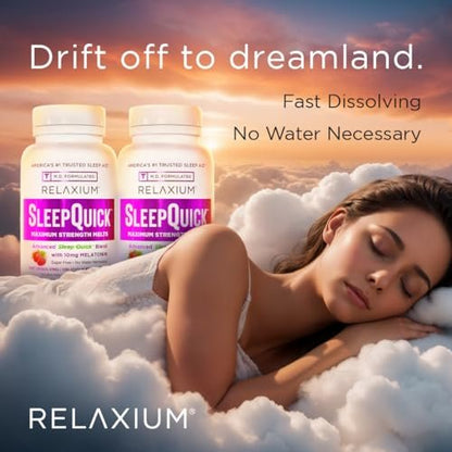 Relaxium Sleep Quick Maximum Strength Melts – Schnell wirkendes Schlafmittel mit 10 mg Melatonin, vegan, glutenfrei, hergestellt in den USA, 100 Portionen, Beerengeschmack