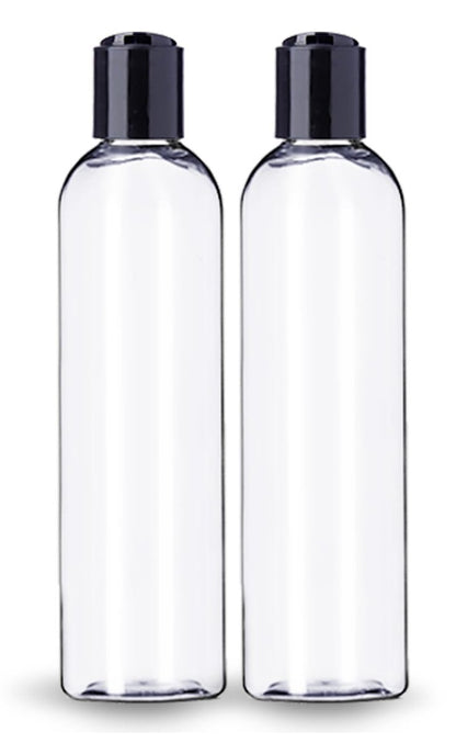 ljdeals 8 oz Klare Plastikflaschen mit schwarzen Disc-Top-Verschlüssen, nachfüllbare Behälter für Shampoo, Lotionen, Creme und mehr, 2er-Pack, BPA-frei, hergestellt in den USA