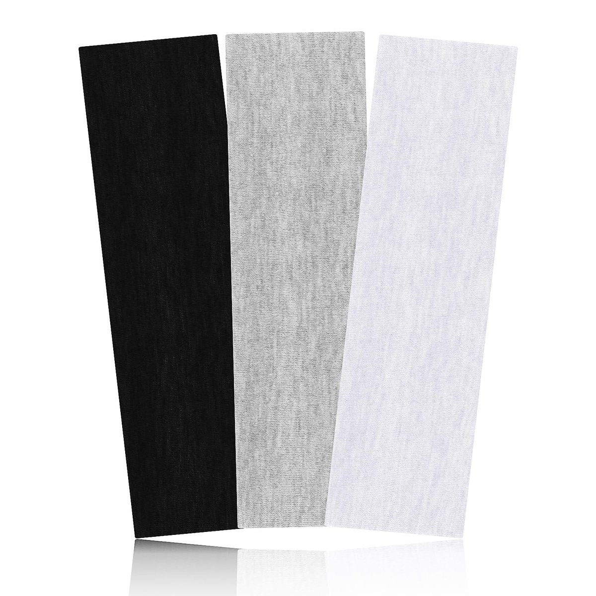 Mabor 3er-Pack Rutschfeste Stirnbänder – Weiche Elastische Haarbänder für Frauen & Mädchen – Stretch-Schweißband für Yoga, Workout & Sport – Trendige Haar-Accessoires in Weiß, Schwarz & Grau