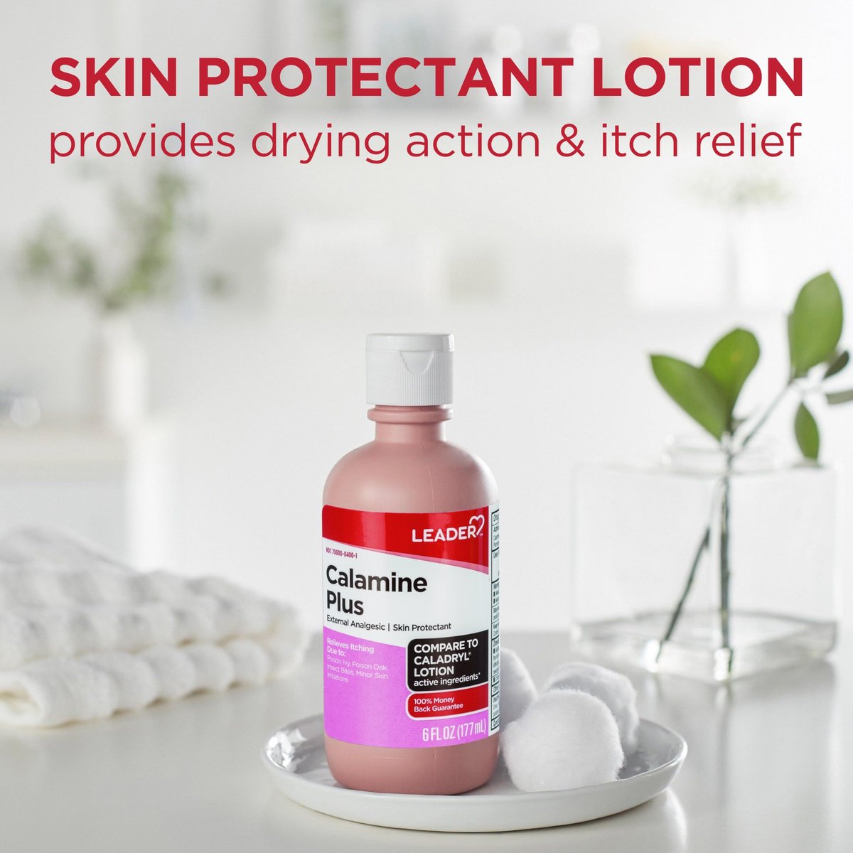 LEADER Calamine Anti-Juckreiz Lotion – Medizinische Linderung bei Hautirritationen, Insektenstichen und Windpocken (Pink, 200 ml)