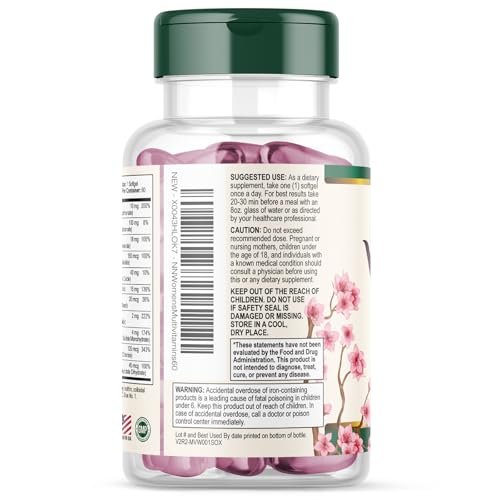 Multivitamin für Frauen – Tägliche Frauen-Multivitamine mit Kalzium, Folsäure, Vitamin A, C, D, E & B-Vitaminen, Zink und Eisen – Vitamine für Knochen-, Energie- & Immununterstützung – 60 Softgels
