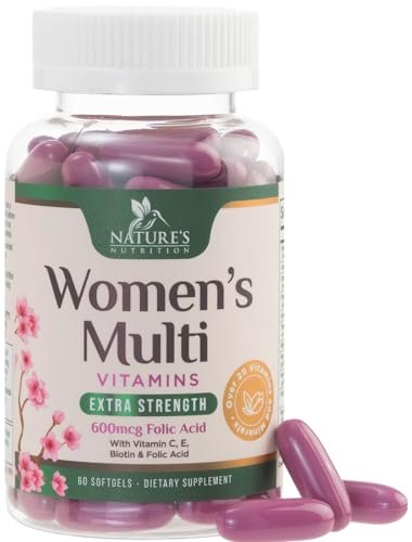 Multivitamin für Frauen – Tägliche Frauen-Multivitamine mit Kalzium, Folsäure, Vitamin A, C, D, E & B-Vitaminen, Zink und Eisen – Vitamine für Knochen-, Energie- & Immununterstützung – 60 Softgels