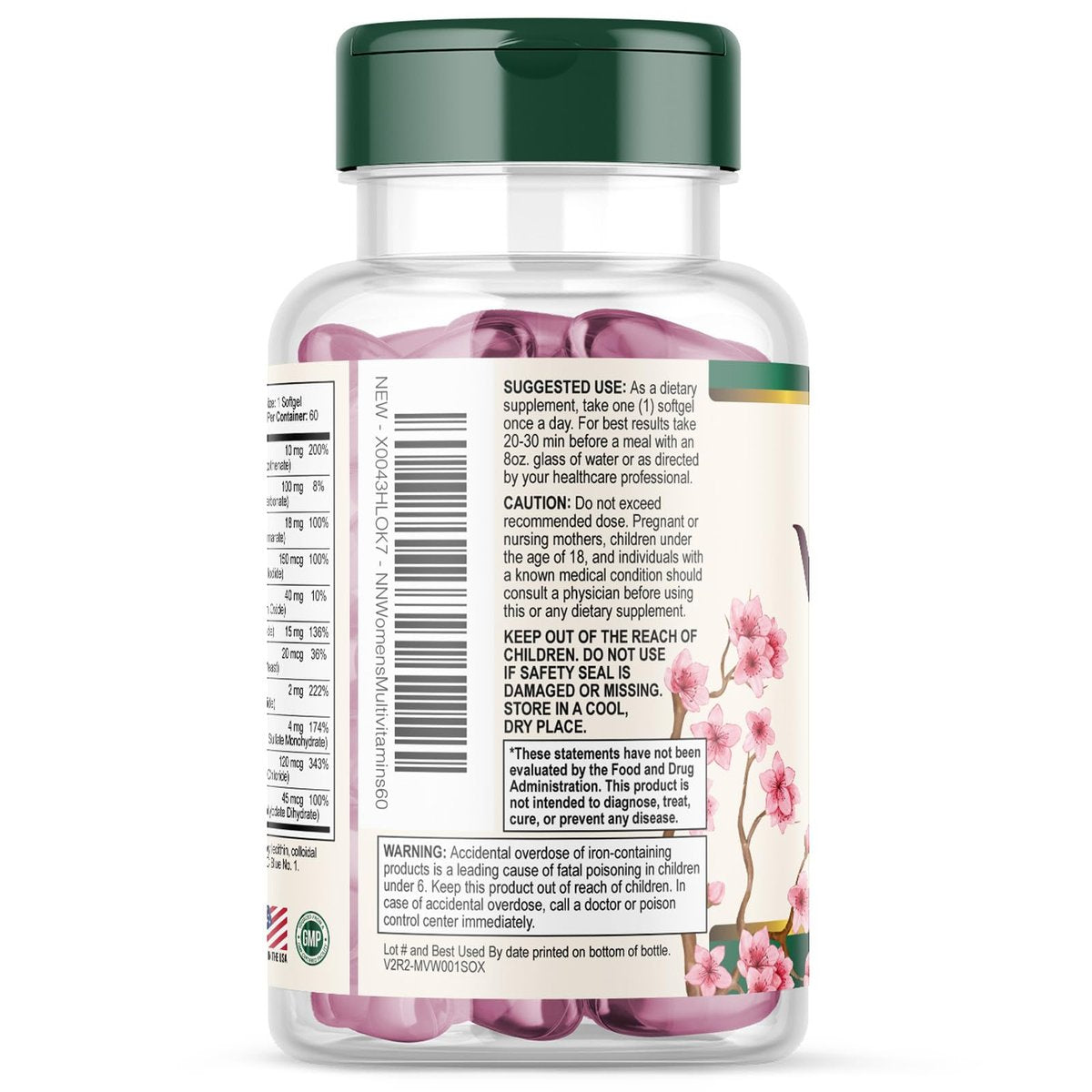 Multivitamin für Frauen – Tägliche Frauen-Multivitamine mit Kalzium, Folsäure, Vitamin A, C, D, E & B-Vitaminen, Zink und Eisen – Vitamine für Knochen-, Energie- & Immununterstützung – 60 Softgels