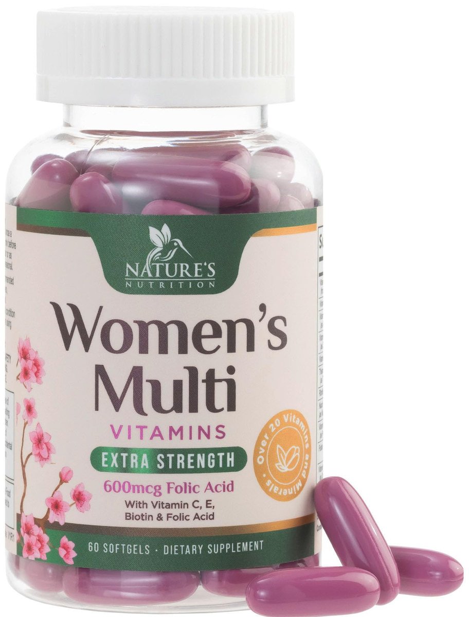 Multivitamin für Frauen – Tägliche Frauen-Multivitamine mit Kalzium, Folsäure, Vitamin A, C, D, E & B-Vitaminen, Zink und Eisen – Vitamine für Knochen-, Energie- & Immununterstützung – 60 Softgels