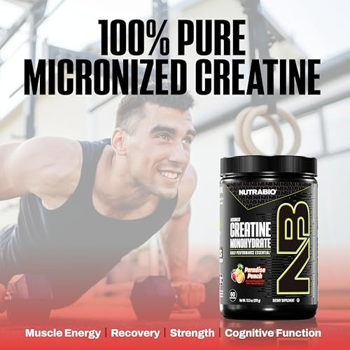 NutraBio Reines mikronisiertes Kreatin-Monohydrat-Pulver, Paradise Punch (300 g) – Unterstützt Muskelaufbau, Energie, Erholung und Kraft – HPLC-getestetes Kreatin für Männer und Frauen