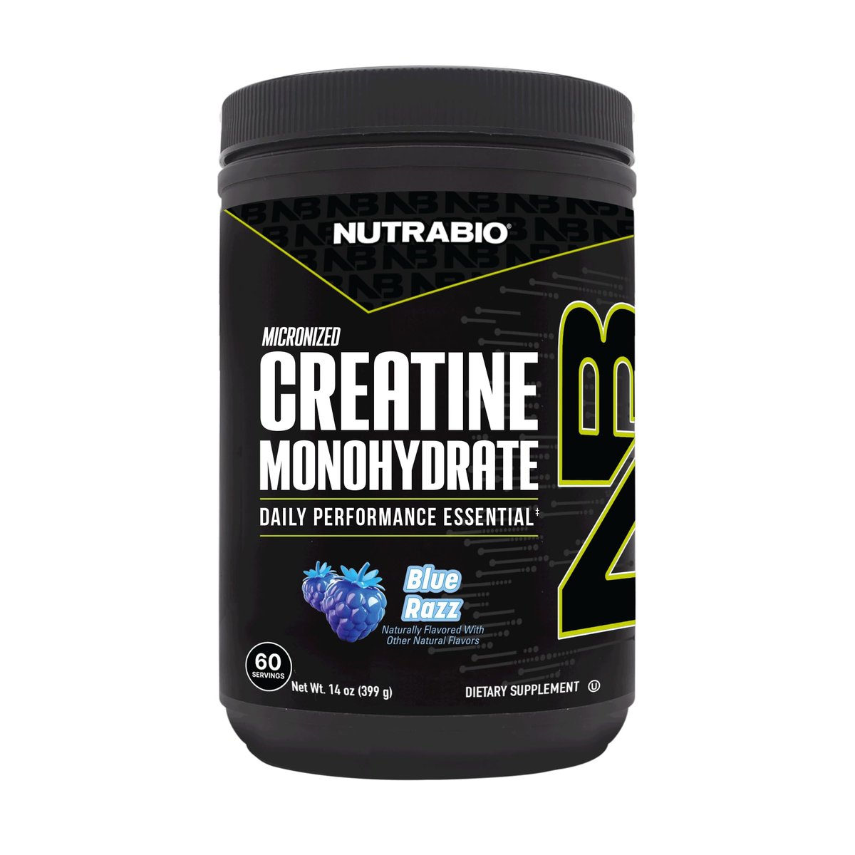 NutraBio Pure Micronized Creatine Monohydrat-Pulver, Blue Razz (300 g) - Unterstützt Muskelaufbau, Energie, Erholung und Kraft - HPLC-getestetes Creatin-Pulver für Männer und Frauen