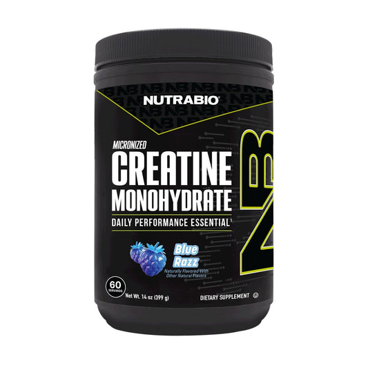 NutraBio Pure Micronized Creatine Monohydrat-Pulver, Blue Razz (300 g) - Unterstützt Muskelaufbau, Energie, Erholung und Kraft - HPLC-getestetes Creatin-Pulver für Männer und Frauen