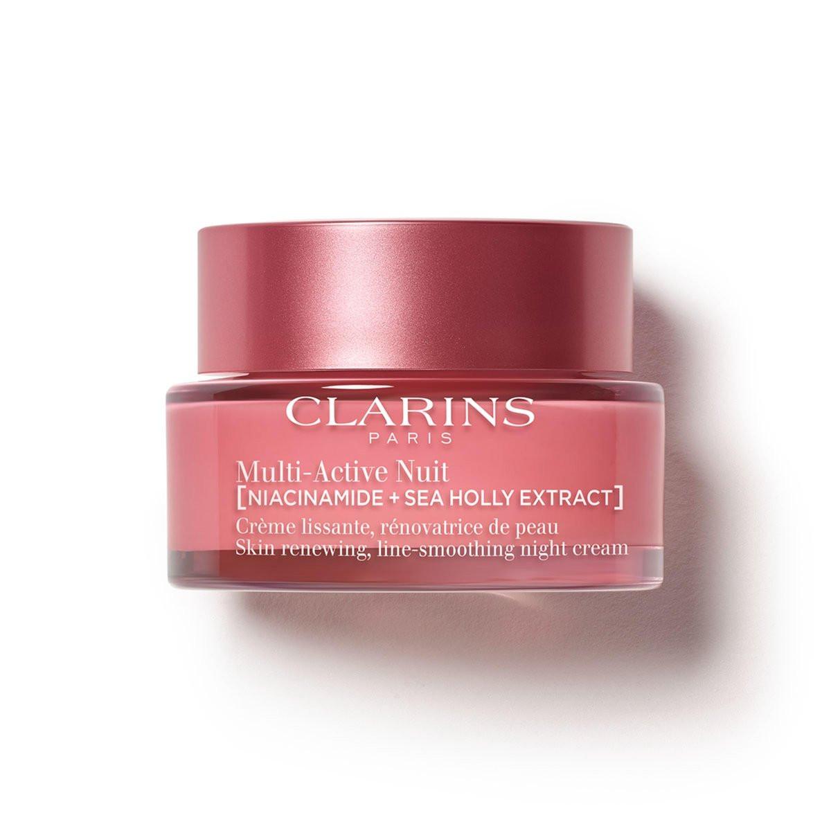 Clarins Multi-Active Erneuernde Nachtcreme mit Niacinamid – Glättet feine Linien, verfeinert Poren, vereinheitlicht Teint und Textur, stärkt die Feuchtigkeitsbarriere
