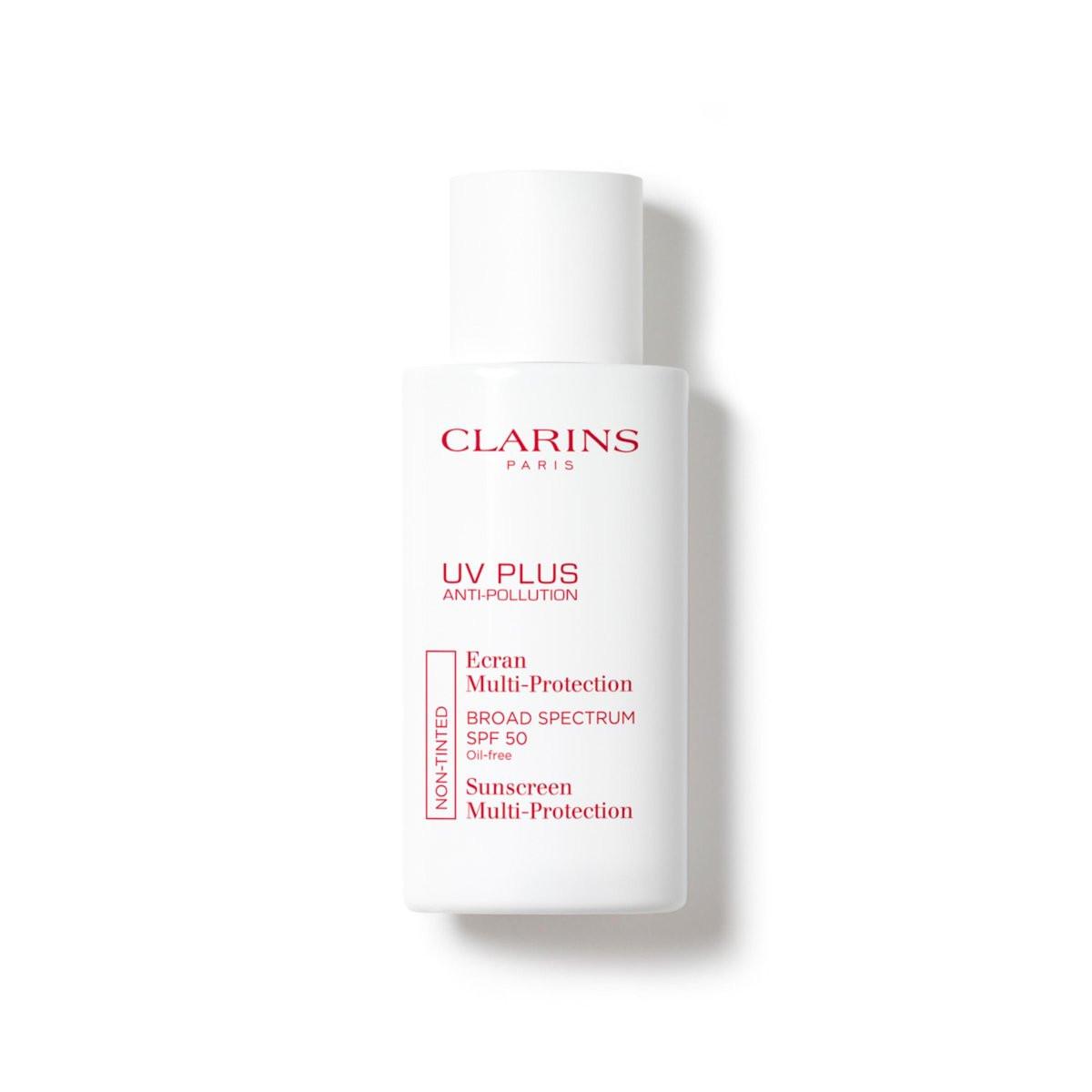 Clarins UV Plus Anti Pollution Sonnenschutz für das Gesicht | Breitband LSF 50 | Ölfrei, kein Weißstich | Schutz vor UVA/UVB und Umweltverschmutzung | Schützende Antioxidantien | Alle Hauttypen