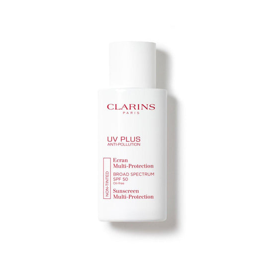 Clarins UV Plus Anti Pollution Sonnenschutz für das Gesicht | Breitband LSF 50 | Ölfrei, kein Weißstich | Schutz vor UVA/UVB und Umweltverschmutzung | Schützende Antioxidantien | Alle Hauttypen