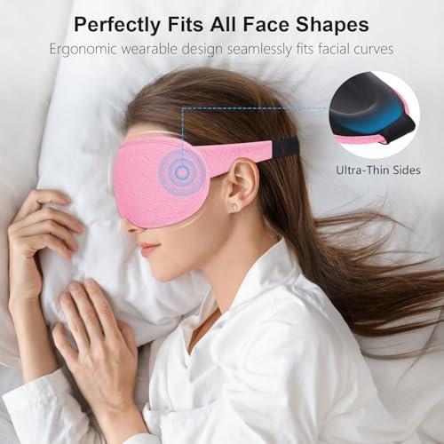Gritin 100% Blackout Schlafmaske für Damen und Herren – Null Augeninnendruck, ergonomisches 3D-Design, ultraweich und bequem – Pink