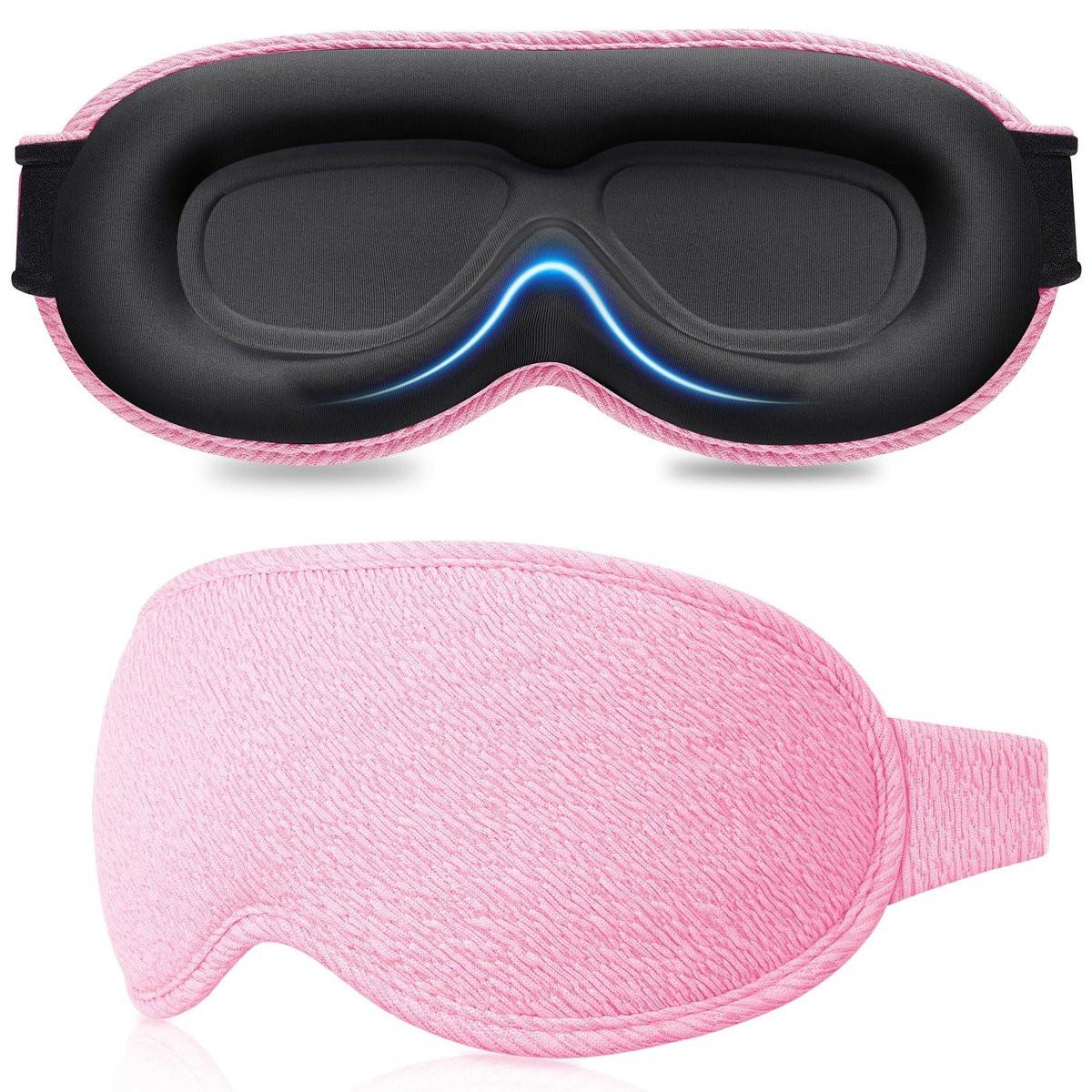 Gritin 100% Blackout Schlafmaske für Damen und Herren – Null Augeninnendruck, ergonomisches 3D-Design, ultraweich und bequem – Pink
