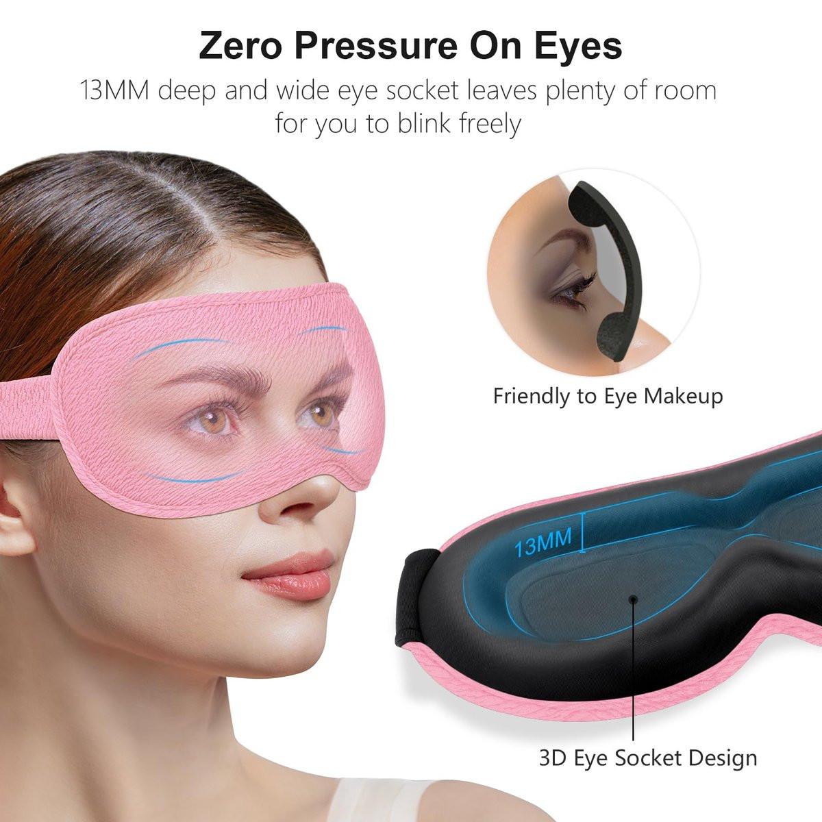 Gritin 100% Blackout Schlafmaske für Damen und Herren – Null Augeninnendruck, ergonomisches 3D-Design, ultraweich und bequem – Pink