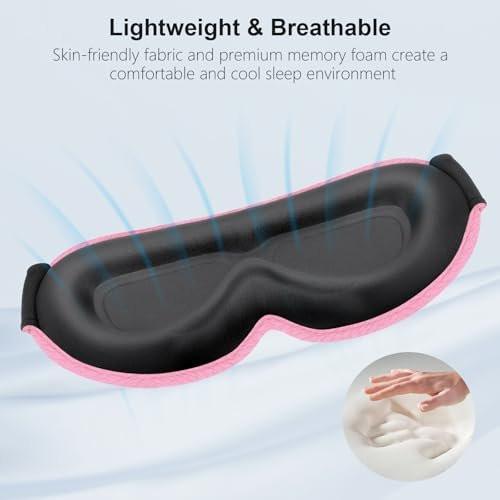 Gritin 100% Blackout Schlafmaske für Damen und Herren – Null Augeninnendruck, ergonomisches 3D-Design, ultraweich und bequem – Pink