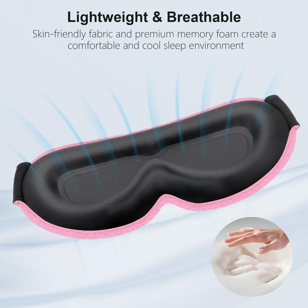 Gritin 100% Blackout Schlafmaske für Damen und Herren – Null Augeninnendruck, ergonomisches 3D-Design, ultraweich und bequem – Pink