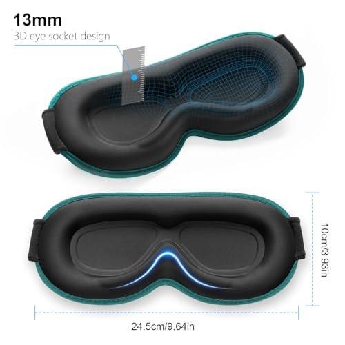 Gritin 100% Blackout Schlafmaske für Damen und Herren – Null Augenbelastung, ergonomisches 3D-Design, aus Memory-Schaum, nachtblau