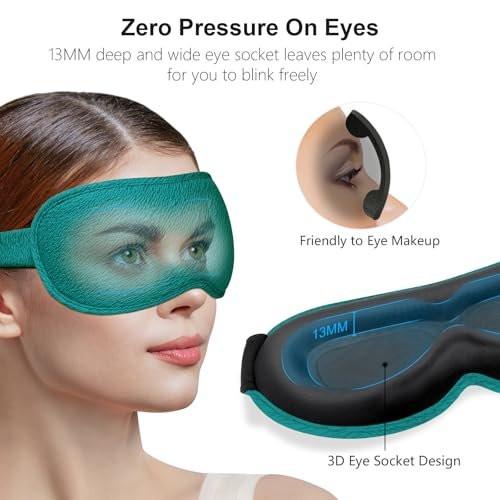 Gritin 100% Blackout Schlafmaske für Damen und Herren – Null Augenbelastung, ergonomisches 3D-Design, aus Memory-Schaum, nachtblau
