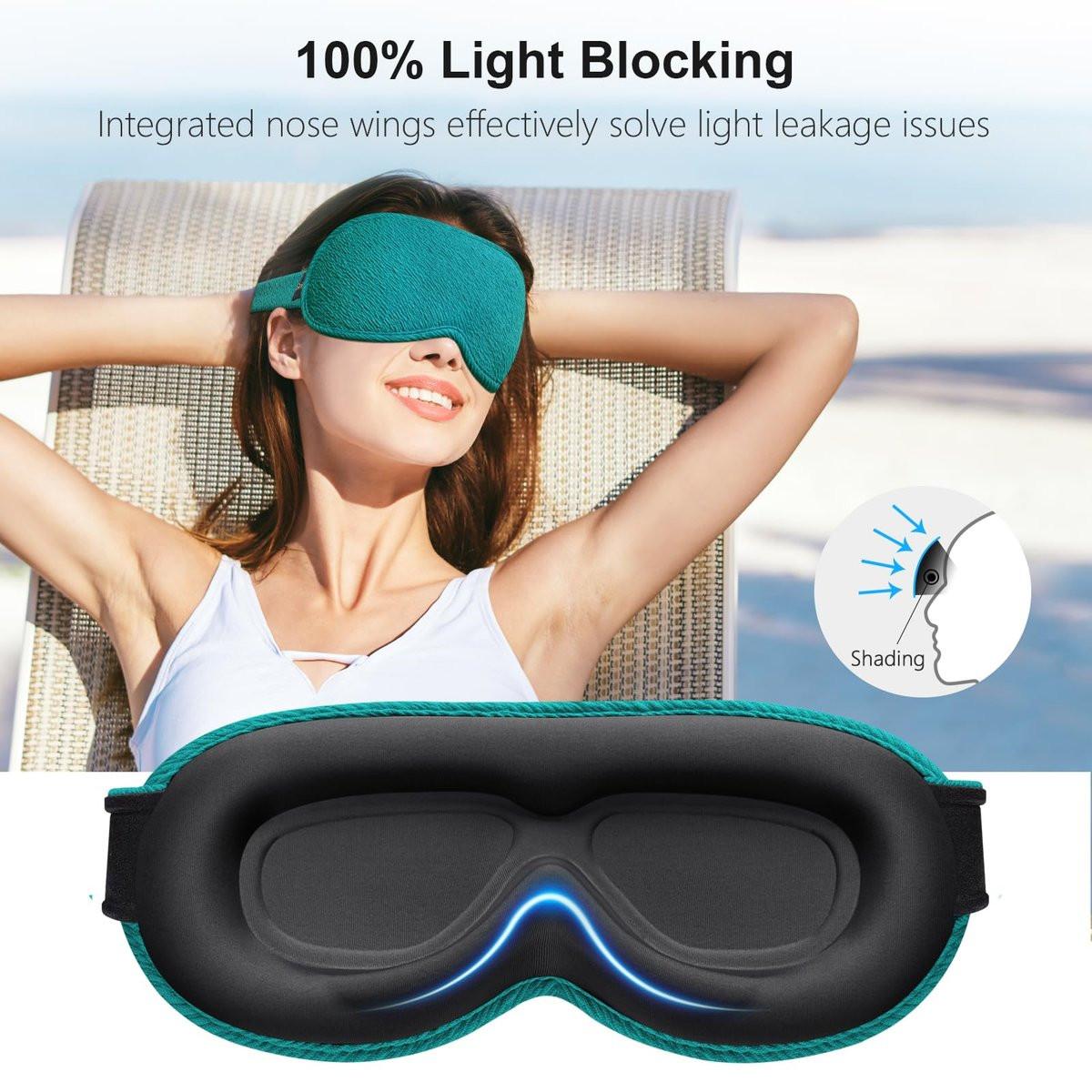 Gritin 100% Blackout Schlafmaske für Damen und Herren – Null Augenbelastung, ergonomisches 3D-Design, aus Memory-Schaum, nachtblau