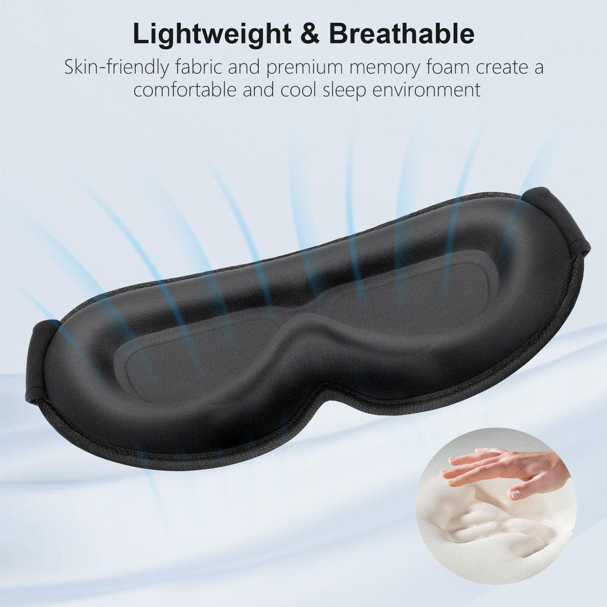 Gritin 100% Blackout Schlafmaske für Damen und Herren – Null Druck 3D-Ergonomische Schlafmaske mit Memory-Schaum, Ultraweich und Bequem für Nachtarbeit und Reisen