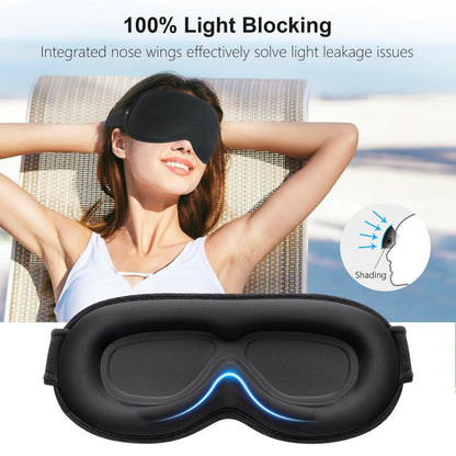 Gritin 100% Blackout Schlafmaske für Damen und Herren – Null Druck 3D-Ergonomische Schlafmaske mit Memory-Schaum, Ultraweich und Bequem für Nachtarbeit und Reisen